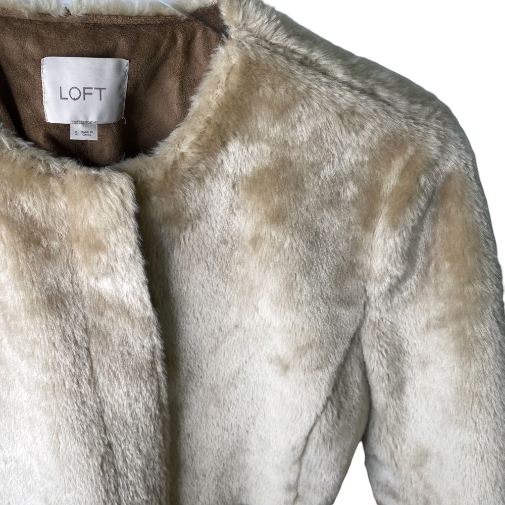 NWT LOFT Faux Fur Suede Jacket Coat Size Small - Picture 4 of 13